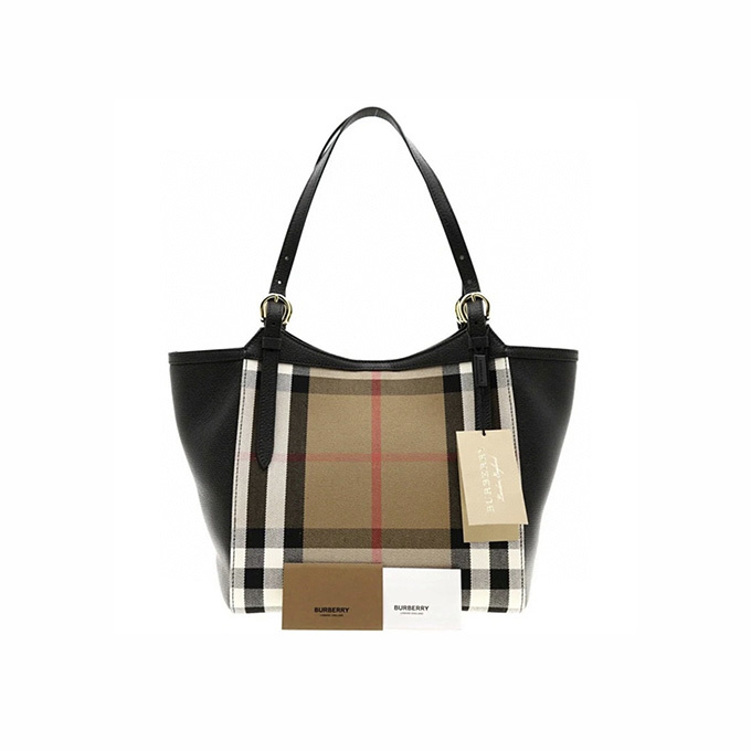 burberry canter house check leather tote bag